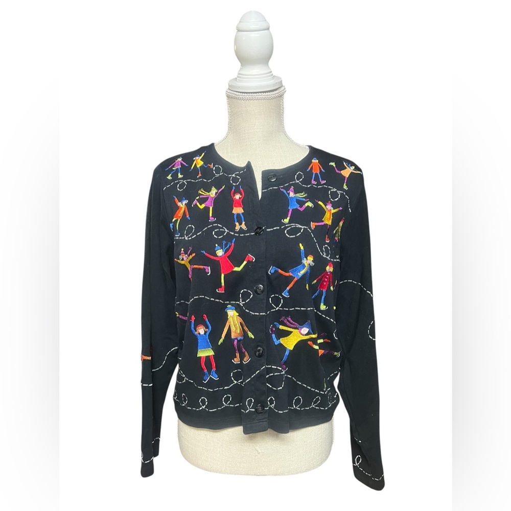 Vintage 70’s Michael Simon‎ Ice Skaters Lite cardigan